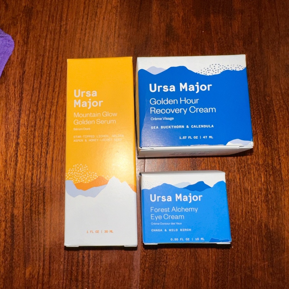 Ursa Major MG Golden Serum 1oz, GH Recovery Cream 1.57oz, FAEye Cream .5oz